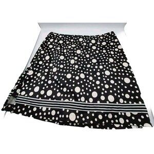 Anne Carson Skirt Skort Size 16 Black White Polka Dot Stripes Back Zipper
